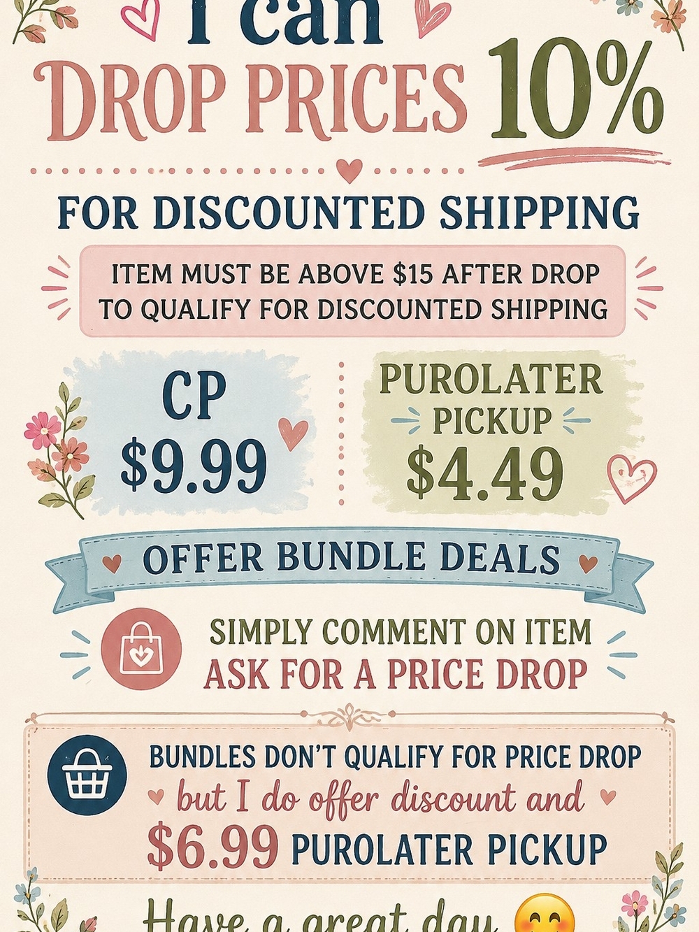 Comment On Item, "Price Drop"